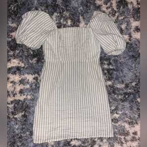 Dillards white and green striped dress